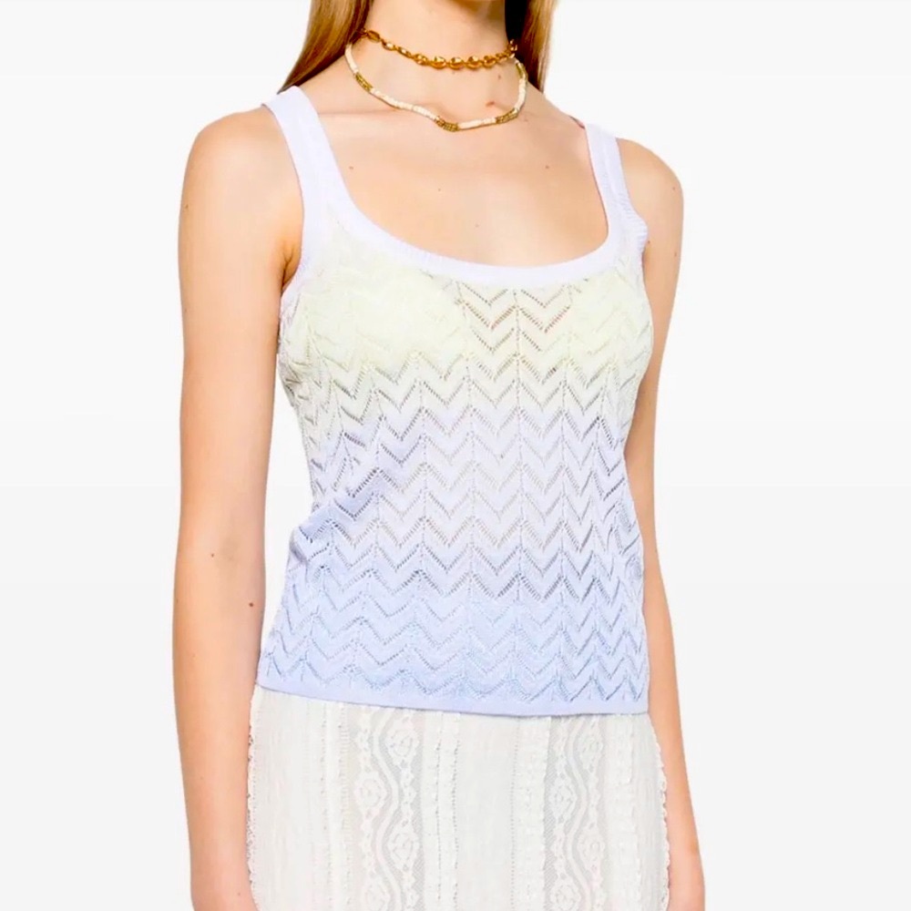 Missoni Women's White and Blue Chevron Knit Tank Top NWT